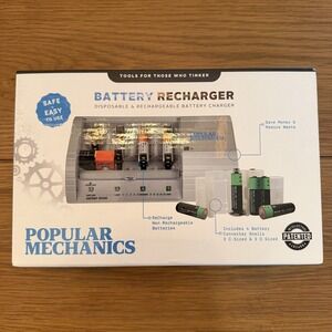 NEW Popular Mechanics AA, AAA, C, D, N, & 9v Alkaline Battery Charger